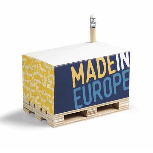 Bloc-notes cube personnalisé sur palette bois - 10x10cm