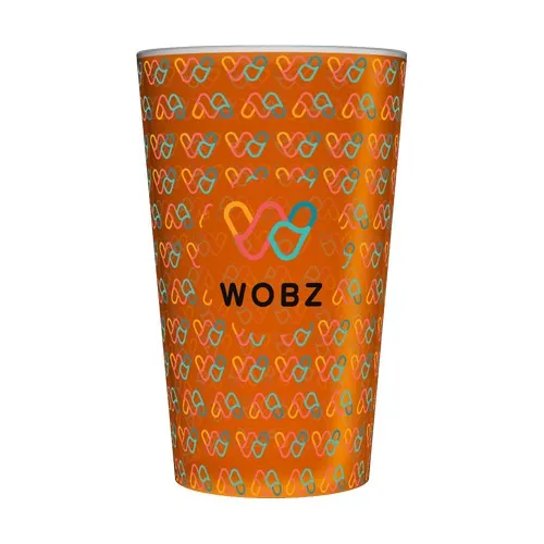 Gobelet réutilisable personnalisé 25cl orange - Quadrichromie (Fond Wobz)