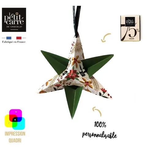 Étoile de Noël Chocolat Noir 75% Tanzanie - Cadeau Client Personnalisé