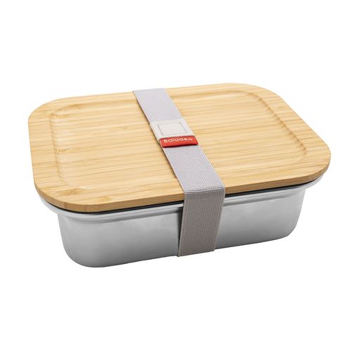 Lunch Box Inox et Bambou 1,2L Personnalisable - Micro-ondes