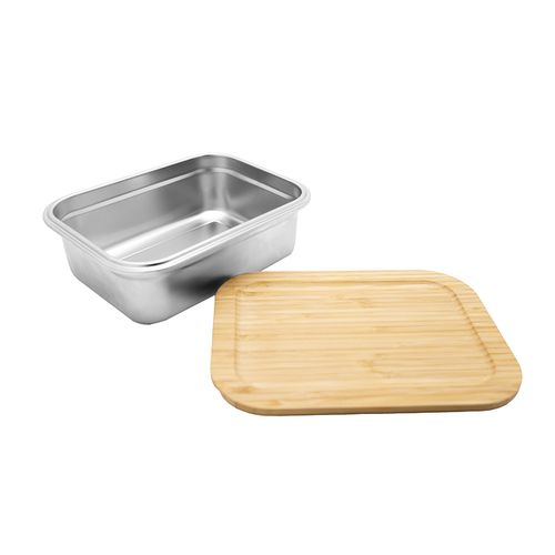 Lunch Box Inox et Bambou 1,2L Personnalisable - Micro-ondes