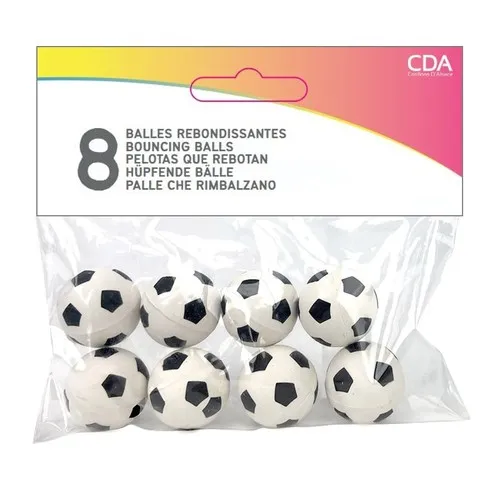 8 BALLES REBONDISSANTES 2.5 CM  FOOTBALL