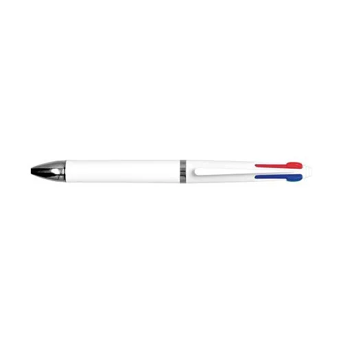 Stylo Bille 4 Couleurs Personnalisable - Blanc ABS