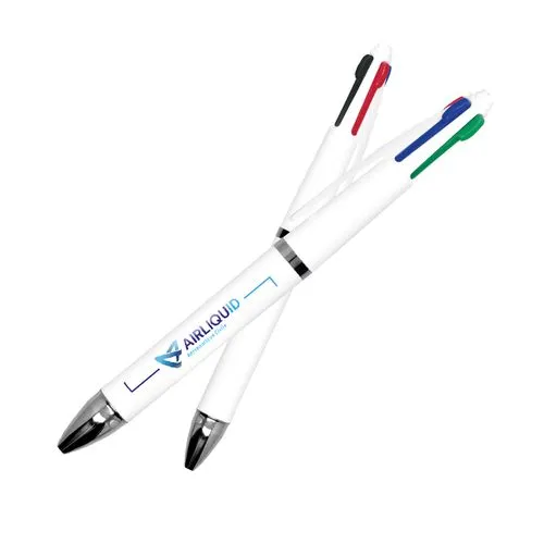 Stylo Bille 4 Couleurs Personnalisable - Blanc ABS