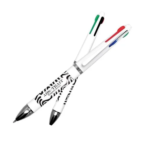 Stylo Bille 4 Couleurs Personnalisable - Blanc ABS
