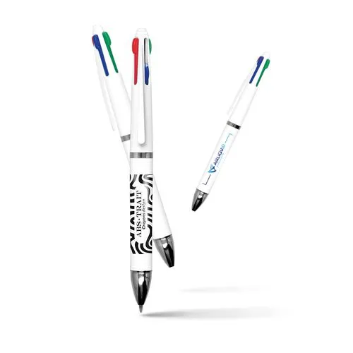 Stylo Bille 4 Couleurs Personnalisable - Blanc ABS
