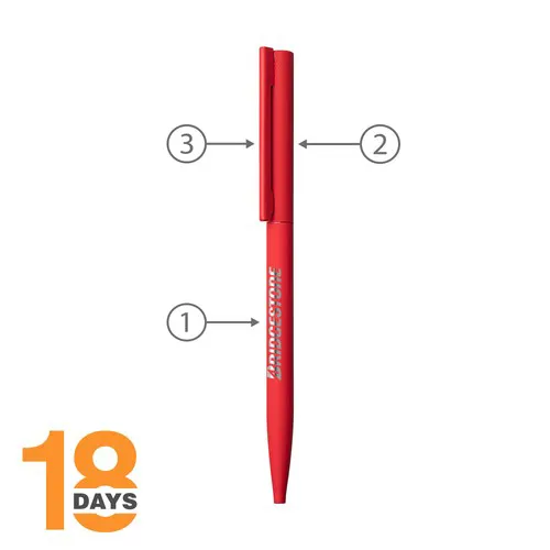 Sari, stylo twist fin en métal, rubber rouge