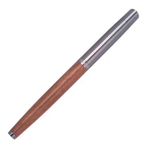Parure d'écriture bois et inox personnalisable - Stylo + Roller
