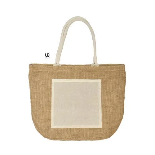 Sac Shopping Jute T-Bottom avec Poche Coton Personnalisable