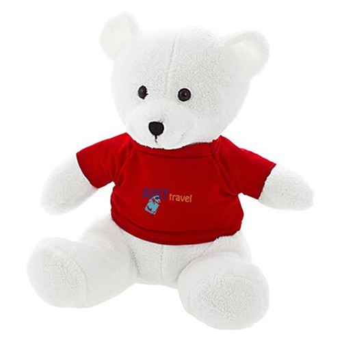 Ours en Peluche Blanc avec T-shirt Personnalisable - 19 cm