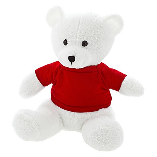 Ours en Peluche Blanc avec T-shirt Personnalisable - 19 cm
