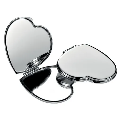 Miroir de Poche Cœur Chromé Personnalisable - Cadeau Publicitaire