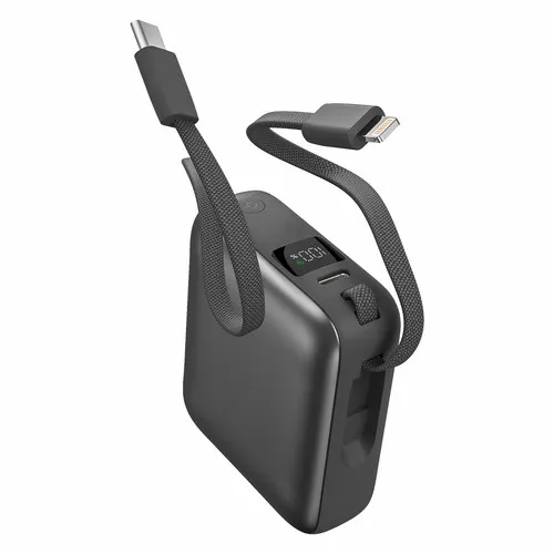 BATTERIE DE SECOURS AVEC 2 CABLES - 10 000 MAH BLANC