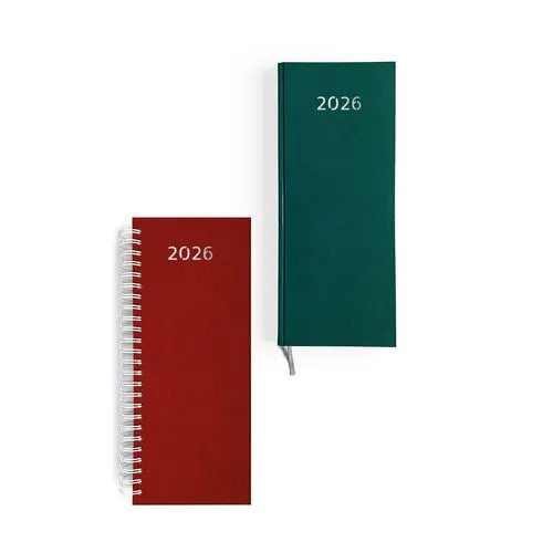 AGENDA DE CAISSE 2026 - DOS CARRE COUSU COLLE EMBOITE - 137 x 335 mm - COUVERTURE BORDEAUX - TRANSFERT A CHAUD