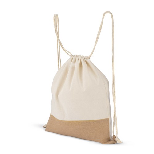 Sac à cordons coton et jute naturel personnalisable