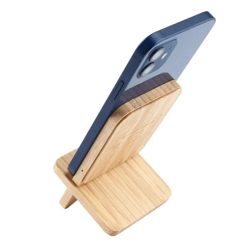 Support Téléphone Bambou avec Chargeur Sans Fil 10W Personnalisable