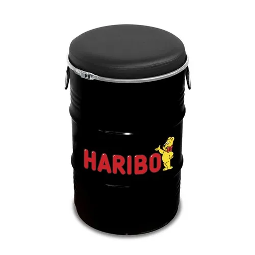 Tabouret Baril Noir Scellé Personnalisable - Assise Événementielle