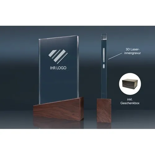 Trophée Verre et Bois Personnalisable - Récompense Prestige Entreprise