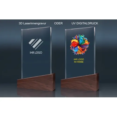 Trophée Verre et Bois Personnalisable - Récompense Prestige Entreprise