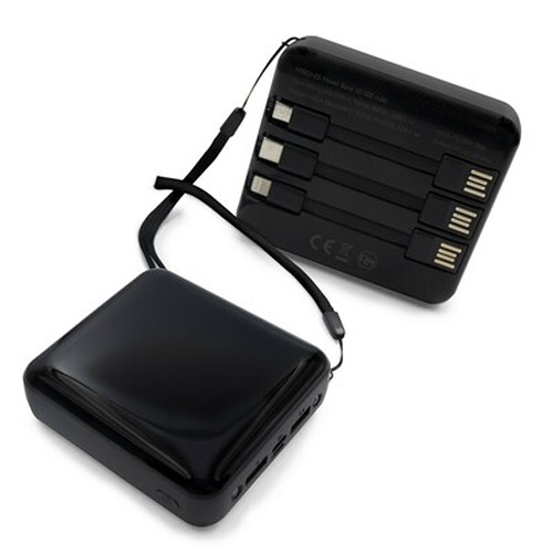 Power Bank 10000 mAh avec 3 câbles - Charge simultanée 3 appareils