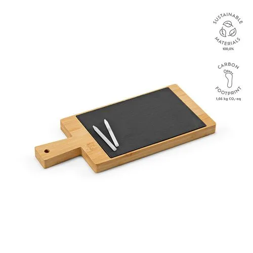 Planche à découper Claudel en ardoise et bambou, poignée et craie