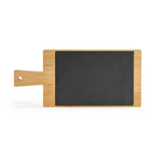 Planche à découper Claudel en ardoise et bambou, poignée et craie