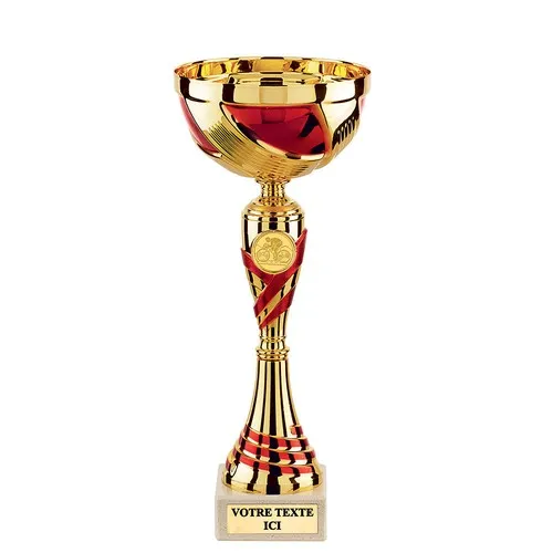 Coupe Prestige Or et Rouge sur Socle Marbre - Trophée Personnalisable