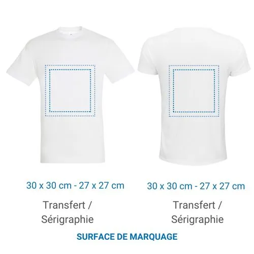 Tee-Shirt Unisexe Couleur - 150gr -  XXS Blanc Chiné