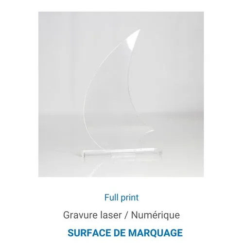 Trophée en plexiglas VOILE - France 3 mm