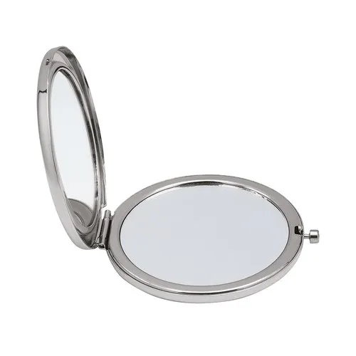 Miroir de Poche Rond Personnalisable en Métal Chromé