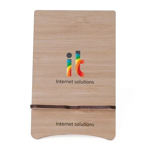 Support téléphone bambou personnalisable avec passage de câble