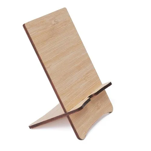 Support téléphone bambou personnalisable avec passage de câble