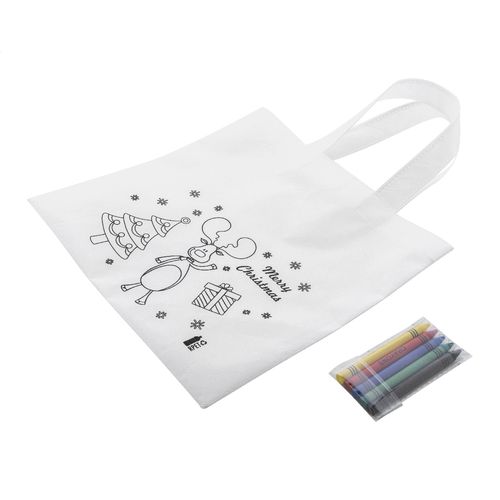 Sac de Noël à Colorier Personnalisable en RPET Recyclé avec Crayons