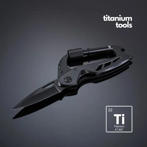 Outil Multifonction Titane avec Mousqueton - Cadeau d'Entreprise