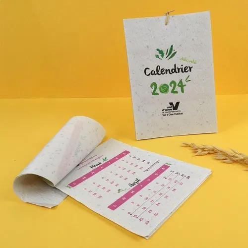 Calendrier Écologique Papier à Graines 13 Pages Personnalisable