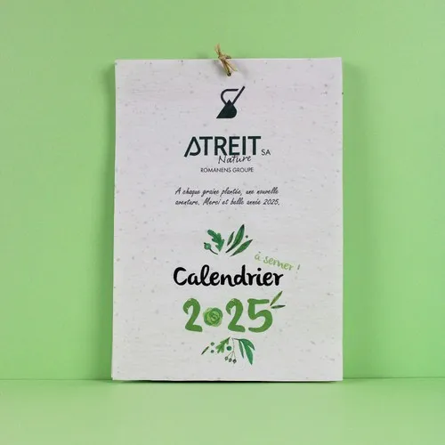 Calendrier Écologique Papier à Graines 13 Pages Personnalisable