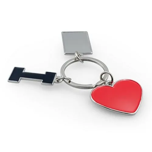 Porte-clés "I love ..." avec plaque en métal | Lydus