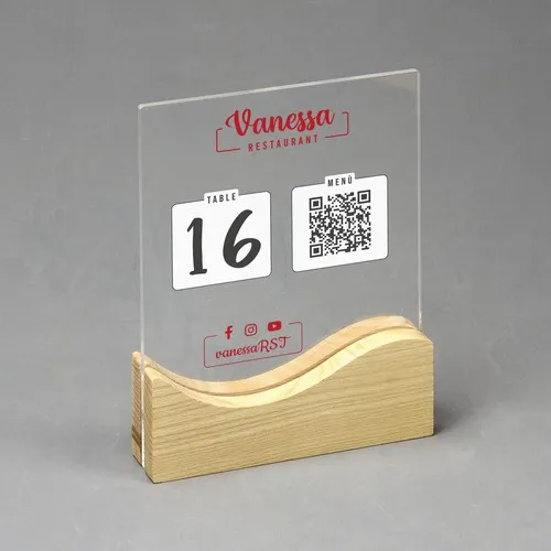 Menu Numérique Personnalisable avec QR Code - Plexi, Bois, Métal