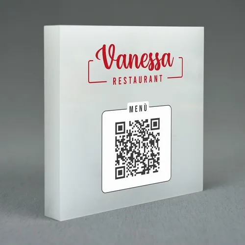 Menu Numérique Personnalisable avec QR Code - Plexi, Bois, Métal