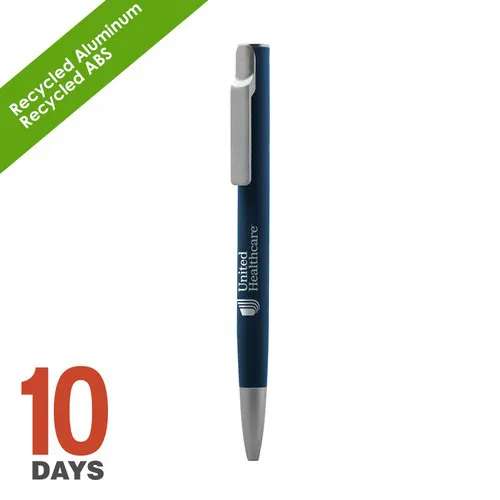 Stylo à bille en aluminium recyclé AIIE avec caoutchouc bleu