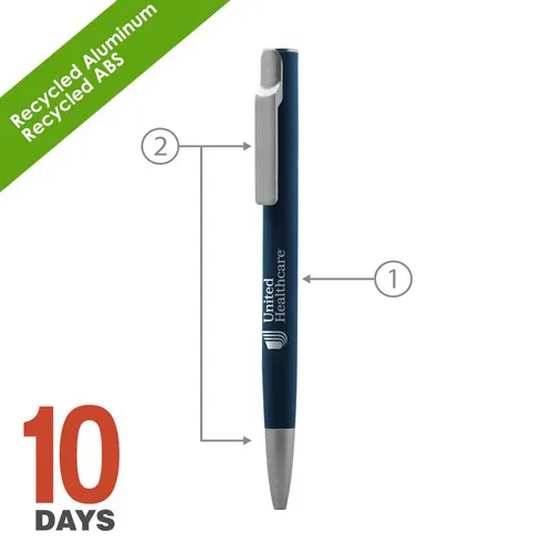 Stylo à bille en aluminium recyclé AIIE avec caoutchouc bleu