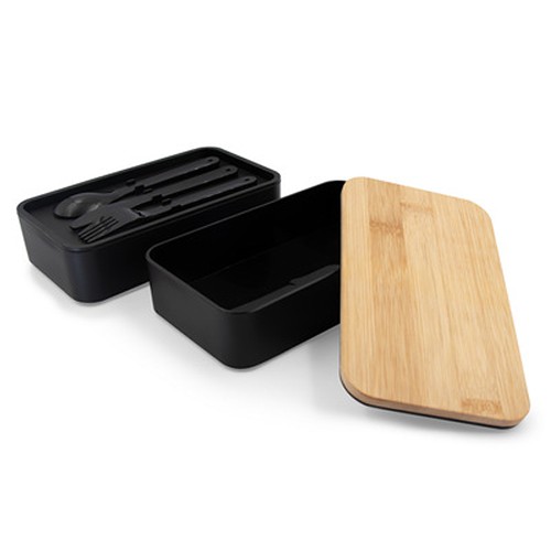Lunch Box 2 Compartiments Bambou 2x500ml avec Couverts Personnalisable