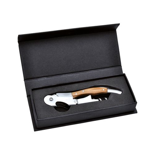 Tire-bouchon Sommelier Double Levier Bois d'Olivier - Coffret Cadeau