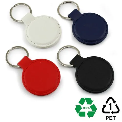 Porte-clés rond en rPET recyclé personnalisable - Éco-responsable