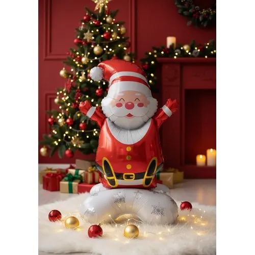 Ballon Père Noël Gonflable sur Pieds 110 cm - Personnalisable
