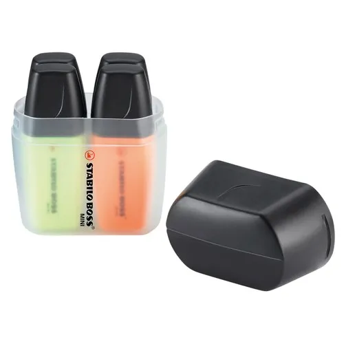 Boîte de 4 Surligneurs Mini Format Personnalisables par Sérigraphie