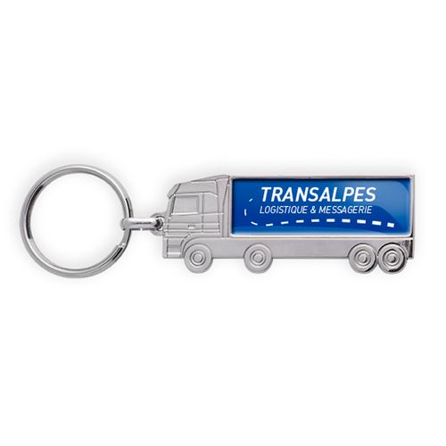Porte-clés Camion en Zamac Personnalisé - Finition Nickel Brillant