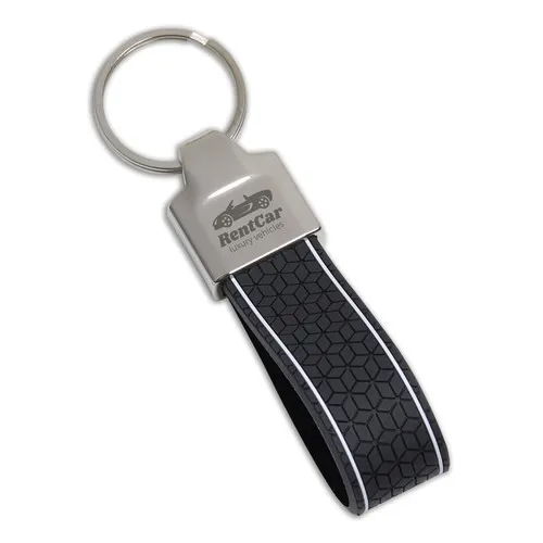 Porte-clés Bicolore PVC et Métal Personnalisable par Laser