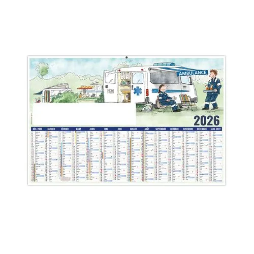 L AMBULANCIER 2026 - MAXI 650 x 405 mm - LEGER 400G - DOS CUISINE - SANS MARQUAGE - 1 TROU EN TETE