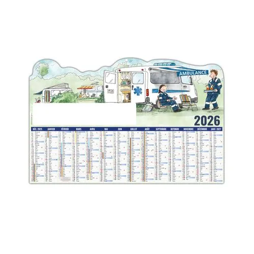 L AMBULANCIER 2026 - MAXI 650 x 405 mm - LEGER 400G - DOS CUISINE - SANS MARQUAGE - 1 TROU EN TETE